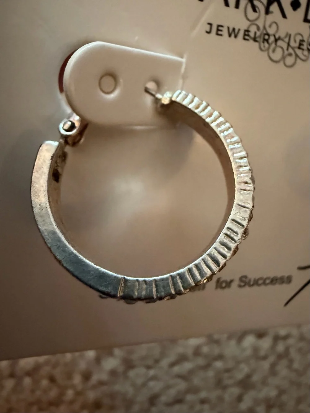 Park Lane Silver Tone Rhinestone Half Hoop Earrings Clear Crystal Signed